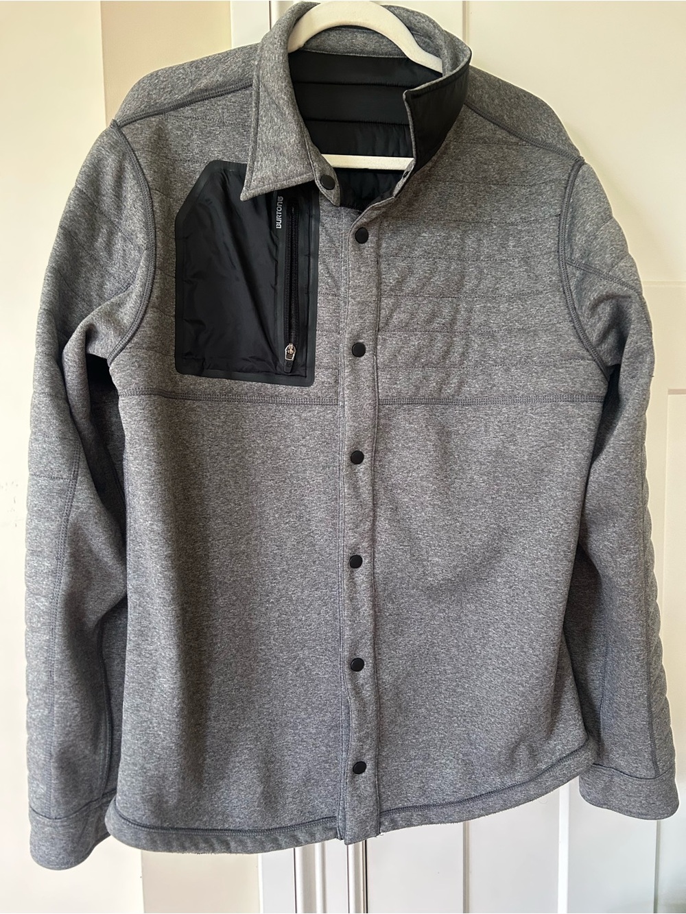 Burton Men's Gray Quilted-Panel Lightweight Reversible Jacket